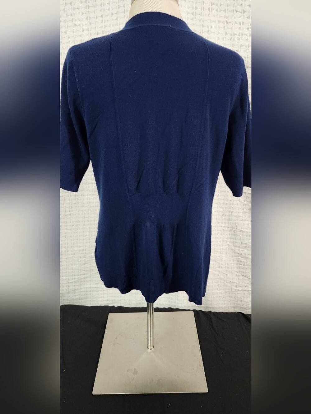 dressbarn Navy Short-Sleeve Open Cardigan - Picture 2 of 5